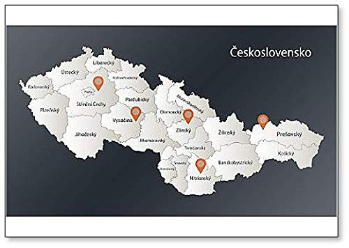 Czechoslovakia Map, Infographics Flat Design Fridge Magnet