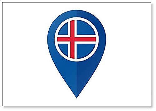 Flat Map Marker Icon with Iceland Flag, Isolated on White Background Fridge Magnet