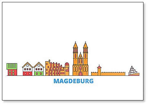 Germany, Magdeburg Cityscape Line Travel Flat City Landmark, Fridge Magnet Germany, Magdeburg Cityscape Line Travel Flat City Landmark, Fridge Magnet