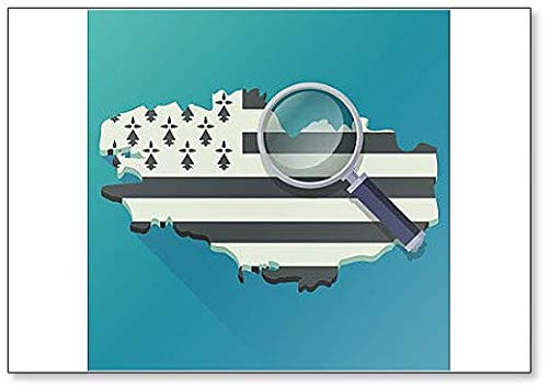 Carte De La Bretagne Drapeau à La Loupe -Flat Design- Fridge Magnet