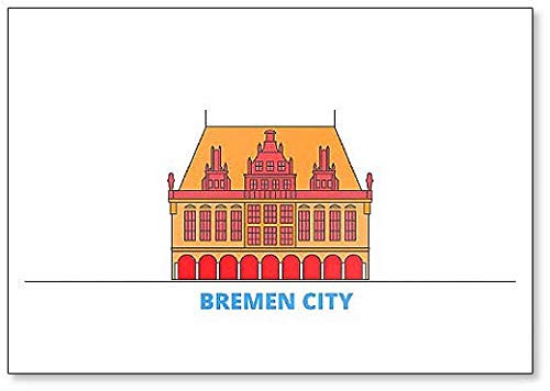 Germany, Bremen City Cityscape Line Travel Flat City Landmark, Fridge Magnet Germany, Bremen City Cityscape Line Travel Flat City Landmark, Fridge Magnet