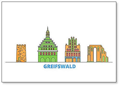 Germany, Greifswald Cityscape Line Travel Flat City Landmark, Fridge Magnet Germany, Greifswald Cityscape Line Travel Flat City Landmark, Fridge Magnet
