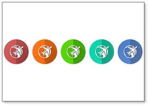 Travel Icon Set, Red, Blue, Green and Orange Flat Design Fridge Magnet