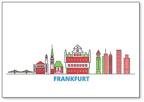 Germany, Frankfurt Cityscape Line Travel Flat City Landmark, Fridge Magnet Germany, Frankfurt Cityscape Line Travel Flat City Landmark, Fridge Magnet