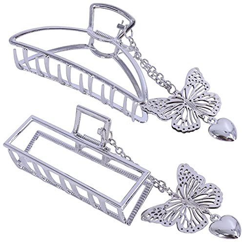 2 Pack Lazy Simple Headdress Large Metal Hair Claw Clips for Women Hair Catch Barrette for Women Half Bun Hairpins for Thick / Thin Hair -Silver 2 Big Claw Clips- 2 Pack Lazy Simple Headdress Large Metal Hair Claw Clips for Women Hair Catch Barrette for Women Half Bun Hairpins for Thick / Thin Hair -Silver 2 Big Claw Clips-