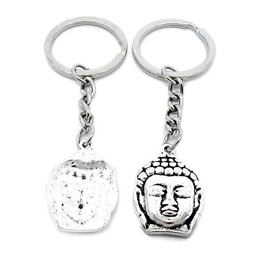 1 Item Metal Keychain Keyring Key Tags Chains Rings Jewelry Bag Charms K5DP8 Buddha Head
