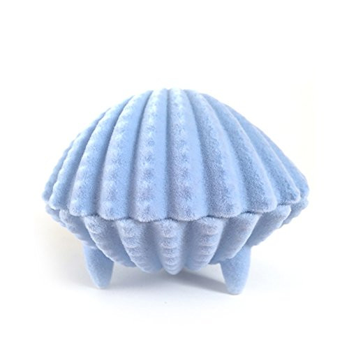 Mallofusa Shell Shape Earrings Ring Coin Necklace Jewelry Gift Box Case for Proposal, Engagement -Light Blue- Mallofusa Shell Shape Earrings Ring Coin Necklace Jewelry Gift Box Case for Proposal, Engagement -Light Blue-