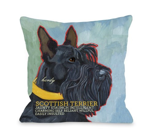 One Bella Casa Scottish Terrier 1 Pillow, 16 by 16-Inch