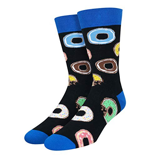 Colorful Crazy Donut Casual Socks, Funny Food Crew Socks in Black Gift for Men Colorful Crazy Donut Casual Socks, Funny Food Crew Socks in Black Gift for Men