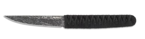 CRKT Obake Fixed Blade Knife: Burnley Titanium Nitride Plain Edge EDC Knife, Outdoor Utility Knife with Handle Wrap, Etched Blade, and Nylon Sheath 2367