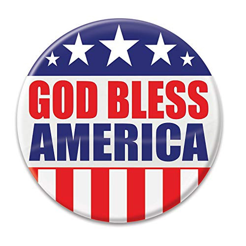 Beistle BT013 Patriotic"God Bless America" Cardstock Button, Multicolor