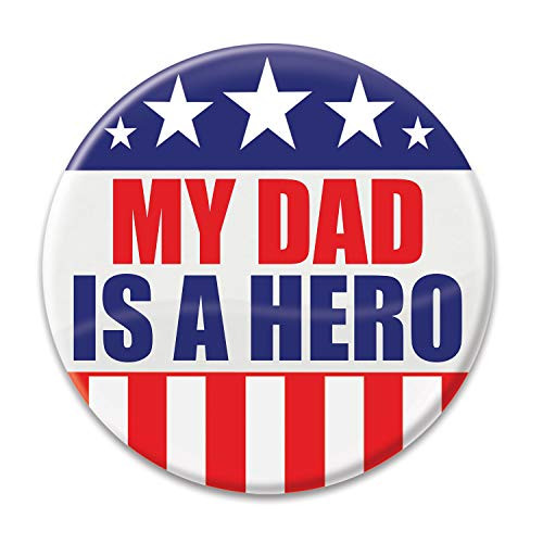 Beistle BT009 Patriotic"My Dad Is A Hero" Cardstock Button, Multicolor
