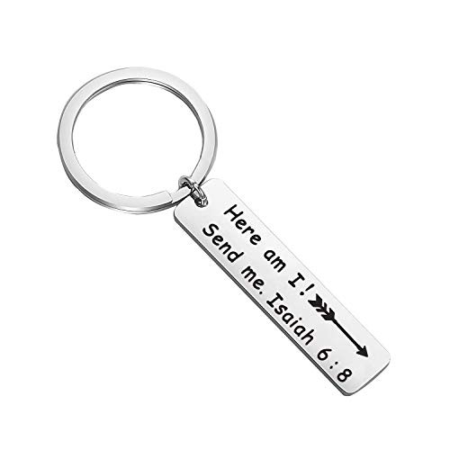 SEIRAA Here Am I. Send Me. Isaiah 6-8 Keychain Bible Verse Jewelry Christian Gift Inspiration Encouragement Gift -Here Am I. Send Me-