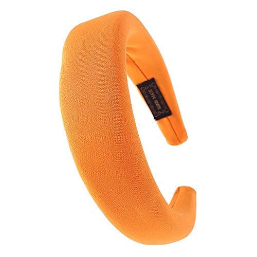 Yantu Padded Headbands for Women Vintage Wide Hairband Thick Elastic Hair Hoop Headwear Turban Headband Hair Accessories -Orange-