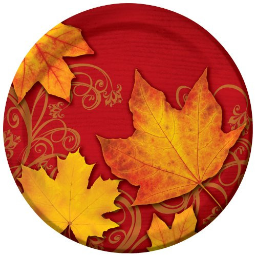 Creative Converting 8 Count Paper Dinner Plates, Autumn Gust, Brick/Yellow/Orange