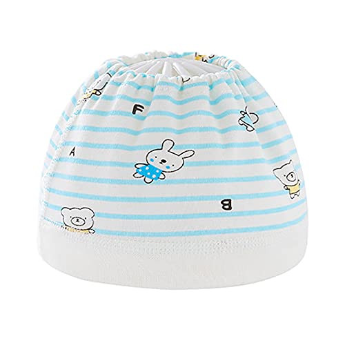 Asdf586io Baby Hat, Baby Caps Breathable Wrap Around Cotton Empty Top for Baby Girl Boy Baby - Striped Blue L