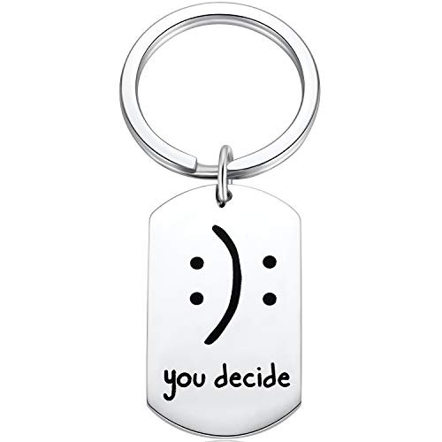 Ralukiia Cute Emoji Tote Smiley Face Emoji You Decide Keychain Happy or Sad Emoji Humor Sarcasm Birthday Gift for Quirky Ladies