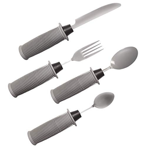 Rehabilitation Advantage Weighted Nonslip Great Grip Utensil Set for Arthritis/Weak Grip/Poor Dexterity/Hand Tremors