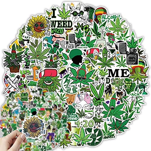 Weed Stickers for Adults, 100 Pcs Marijuana Stickers, Waterproof Vinyl Stickers for Hydro Flask Water Bottle Laptop Skateboard Computer Stickers Decal