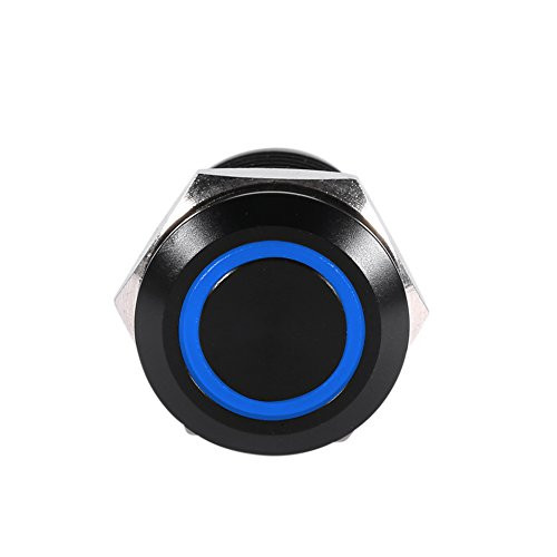 LED Button Switch?Car 12mm LED Light Momentary Push Button Switch Toggle Black Case 2A -blue-