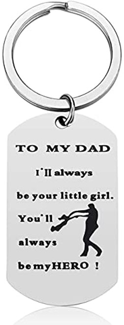 Father's Day Birthday Keychain from Daughter - Christmas Birthday Valentines Day Gifts for Dad, I'll Always Be Your Little Girl, You Will Always Be My Hero Father's Day Birthday Keychain from Daughter - Christmas Birthday Valentines Day Gifts for Dad, I'll Always Be Your Little Girl, You Will Always Be My Hero
