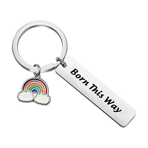 POTIY LGBT Lesbian Pride Jewelry Rainbow Pendant Keychain Born This Way Gay Pride Jewelry Gift for Men or Women -Rainbow Keychain- POTIY LGBT Lesbian Pride Jewelry Rainbow Pendant Keychain Born This Way Gay Pride Jewelry Gift for Men or Women -Rainbow Keychain-