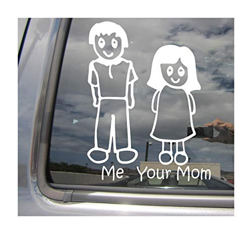 Right Now Decals - Me and Your Mom Stick Figure Family - Funny Humorous Hilarious Single Player - Cars Trucks Moped Helmet Hard Hat Auto Automotive Craft Laptop Vinyl Decal Window Wall Sticker 02069