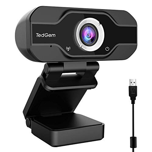 PC Webcam, TedGem 1080P Full HD Webcam USB Desktop  and  Laptop Webcam Live Streaming Webcam with Microphone Widescreen HD Video Webcam 90-Degree Extended View for Video Calling -HD Webcam-