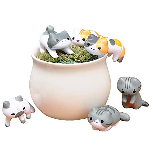 Miniature Lucky Cat DIY Figurines, Pack of 6 Mini Fairy Garden Hanging Cat Figure Micro Landscape Home Garden Decor Plant Pots Bonsai Craft Decor Cake Topper Miniature Lucky Cat DIY Figurines, Pack of 6 Mini Fairy Garden Hanging Cat Figure Micro Landscape Home Garden Decor Plant Pots Bonsai Craft Decor Cake Topper