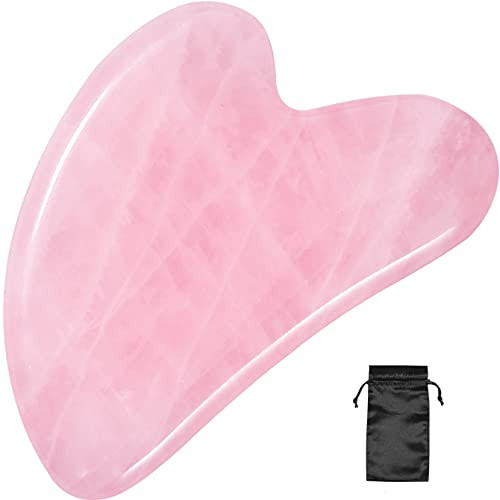 Gua Sha Facial Tools, Nature Rose Quartz Stone Gua sha Massage Tool, Gua sha Stones for SPA Acupuncture and Therapy Scraping Facial, Jade Gua Sha for Face, Back, Arms, Neck, Shoulder.