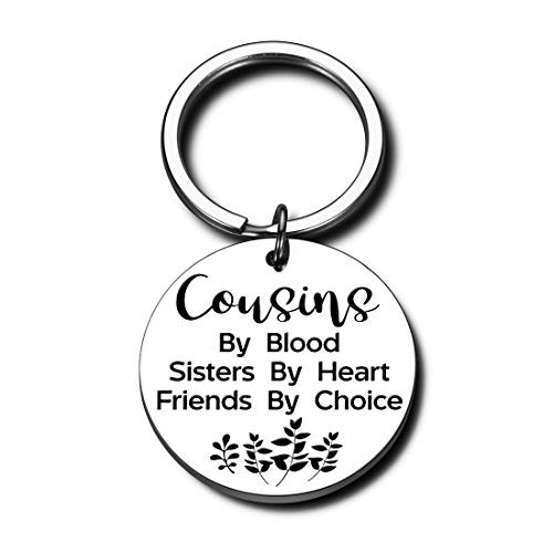 Birthday Christmas Gifts for Cousin Keychain for Women Female Kid Cousin to Cousin Jewelry for Girl Cousins by Blood Sisters by Heart Friends by Choice Keychain Cousin Keyring Stocking Stuffer Present