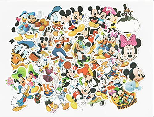 50Pcs Bulk Mickey Mouse Vinyl Stickers Waterproof Disney Mickey Minnie Stickers Graffiti Decals for Water Bottles Cars Motorcycle Skateboard Portable Luggages Phone Ipad Laptops