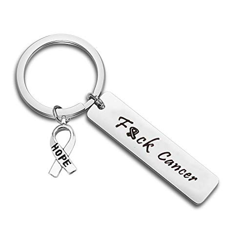 Fuck Cancer Awareness Keychain Hope Survivor Cancer Awareness Gift -Silver-