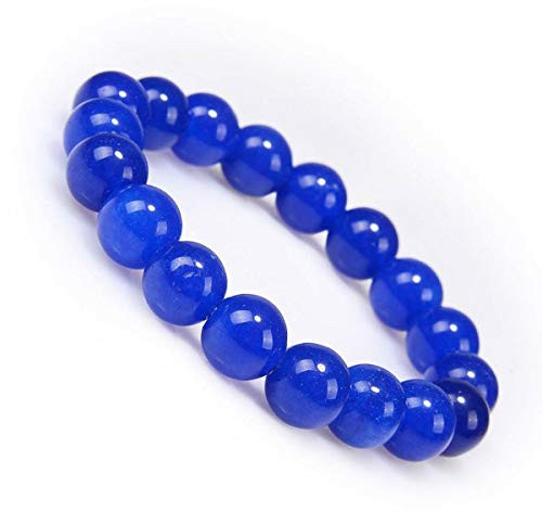 AD Beads Natural Gemstone Round Beads Stretch Bracelet Healing Reiki 10mm -Blue Jade-