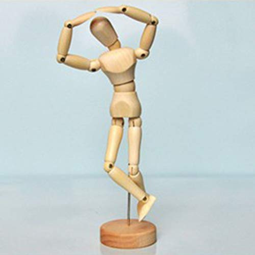 CUTICATE Wood 4.5inch Artist Drawing Manikin Articulated Mannequin with Base and Flexible Male Body - Perfect for Drawing The Human Figure