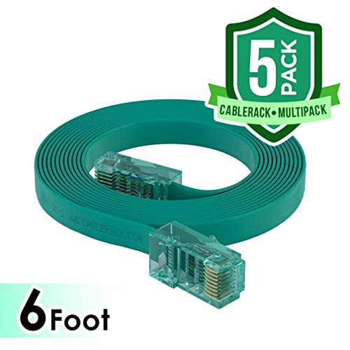 CableRack 6ft Rollover Console Cable RJ45 to RJ45 Male for Cisco 72-3383-01 Green (5-Pack)