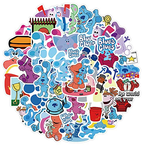 Blue's Clues Stickers for Water Bottle, 50pcs Cute Cartoon Stickers for Girl Travel Case, Laptop, Guitar, Skateboard, Phone, Computer, Bike