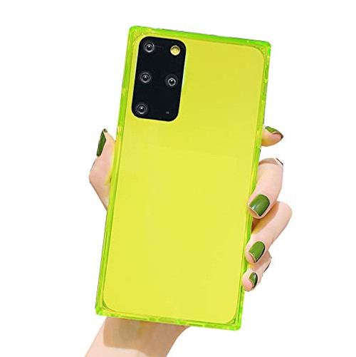 Galaxy S20 Plus Case 5G 6.7",Duolaa Square Crystal Clear Phone Case for Women Girls Slim Reinforced Corners TPU Bumper Shockproof Protective Cover Case for Samsung Galaxy S20 Plus 5G Case 2020-Green