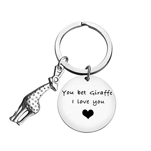 Couple Keychain for Boyfriend Girlfriend Funny Giraffe Jewelry Giraffe Lover Gift Couple Jewelry Gift Key Chain Giraffe Keyring Bet Giraffe I Love You Keyring Valentine's Day Birthday Gift