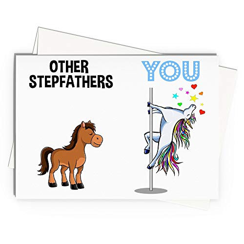 Stepfather Greeting Card Handmade Blank Funny For Birthday Best Idea Ever Unicorn Step Father Fathers Day U-19G