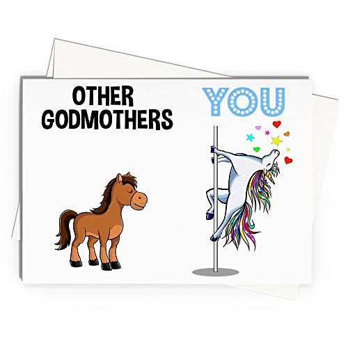Godmother Greeting Card Handmade Blank Funny For Birthday Best Idea Ever Unicorn God Mother Godparent U-53T