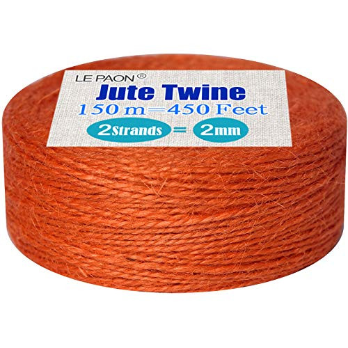 450 Feet Jute Twine,Christmas Twine,OrangeJute Twine,Best Arts Crafts Gift Twine Durable Packing String