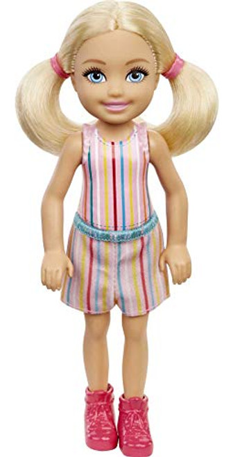 Barbie Chelsea Doll -6-inch Blonde- Wearing Skirt with Striped Print and Pink Boots, Gift for 3 to 7 Year Olds Barbie Chelsea Doll -6-inch Blonde- Wearing Skirt with Striped Print and Pink Boots, Gift for 3 to 7 Year Olds