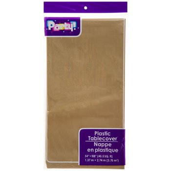 PACK OF 4- Disposable DARK GOLD Plastic Tablecloths/Table Covers, 54 x 108 inches each