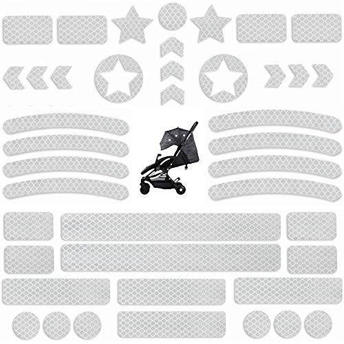 Kiwochy 42 Pcs Reflective Stickers Reflective Helmet Bicycle Stickers Waterproof Adhesive Reflective Decals Night Safety Stickers for Surfaces Motorcycle Helmets Bicycles Strollers Wheelchairs