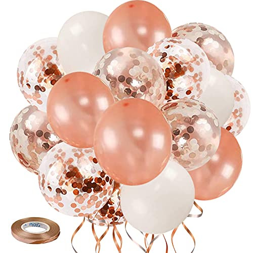 Vanjehou Rose Gold White Confetti Balloons, 50 Pack 12inch Rose Gold Confetti and White Latex Balloons for Wedding Birthday Graduation Baby Shower Party Decorations. Vanjehou Rose Gold White Confetti Balloons, 50 Pack 12inch Rose Gold Confetti and White Latex Balloons for Wedding Birthday Graduation Baby Shower Party Decorations.