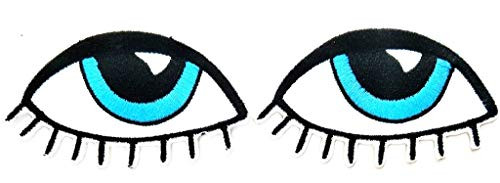 PP Patch Eyes Patch Blue Eyes Cartoon Children Kids Embroidered Iron Patch Sew On Patch Clothes Bag T-Shirt Jeans Biker Badge Applique