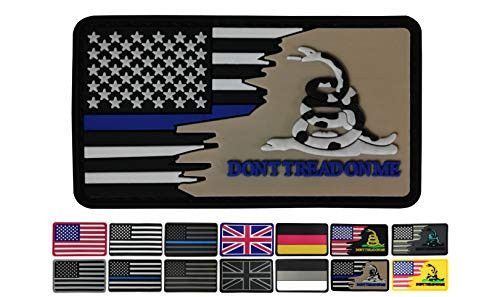JBCD American and Gadsden Flag Patch Don't Tread On Me and USA Police Flags Patches PVC Tactical Patch Pride Flag Patch for Clothes Hat Patch Team Military Patch