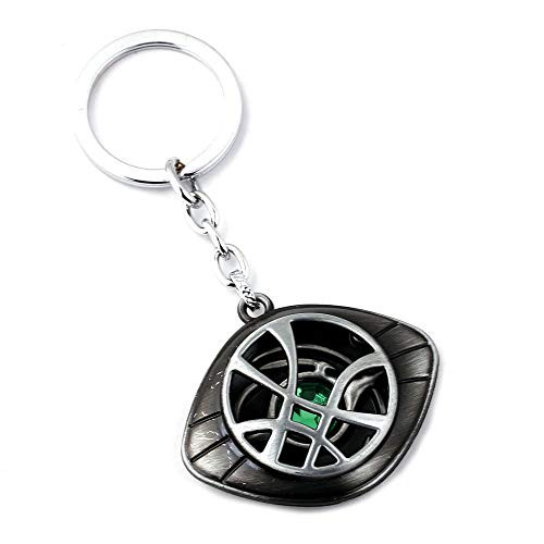 Marvel-Inspired Doctor Strange Necklace - Eye of Agamotto Alloy Key Chain Pendant -Silver-
