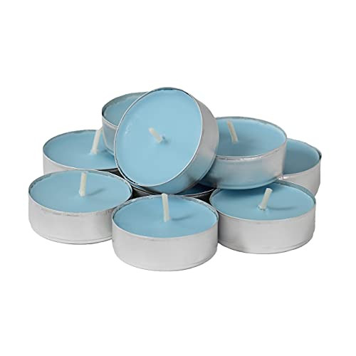 CandleNScent Colored Tea Light Candles - Unscented - Light Blue - Made in USA -Pack of 30-